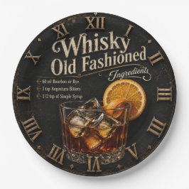 Whiskey Old Fashioned Cocktail Home Bar ペーパープレート
