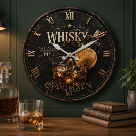 Whiskey Old Fashioned Cocktail Home Bar ラージ壁時計