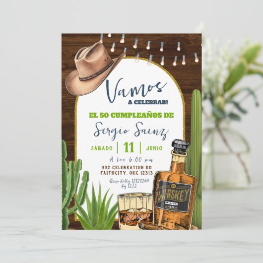 Whiskey Spanish Cowboy Birthday Invitation 招待状 (スタンド正面)
