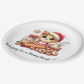 Whisking you a meowy Christmas ペーパープレート (アングル)