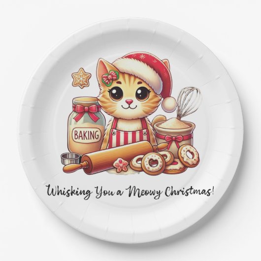 Whisking you a meowy Christmas ペーパープレート (正面)