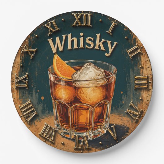 Whisky Glass Bar Decor ペーパープレート (正面)
