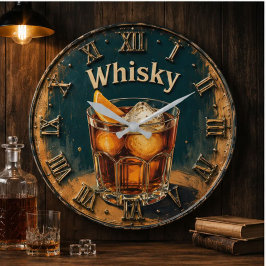Whisky Glass Bar Decor ラージ壁時計