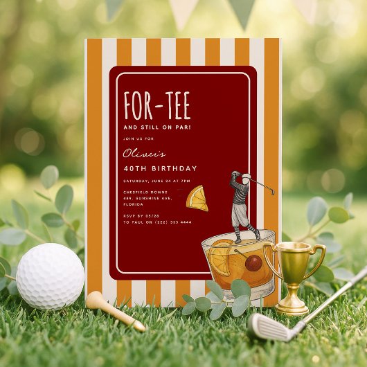 Whisky Golf Themed 40th Birthday 招待状
