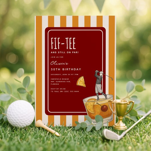 Whisky Golf Themed 50th Birthday 招待状