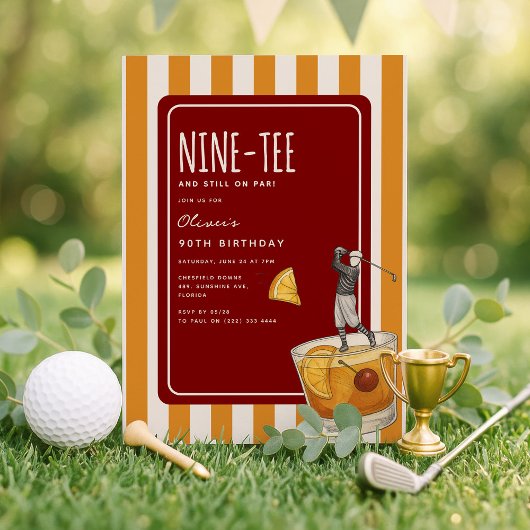 Whisky Golf Themed 90th Birthday 招待状