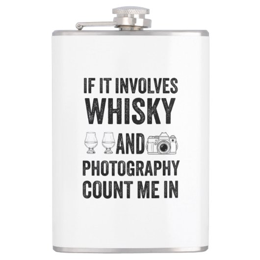 Whisky & Photography - Funny Hobby Design フラスク (正面)