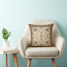 Whisper Fountains Brown Tribal Cushion クッション