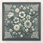 Whispered Clover Knotwork Garden ガラスコースター (正面)