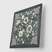 Whispered Clover Knotwork Garden スクエア壁時計 (傾斜)