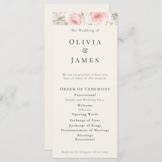 Whispered Petals Elegant Minimalist Wedding  プログラム (正面/裏面)