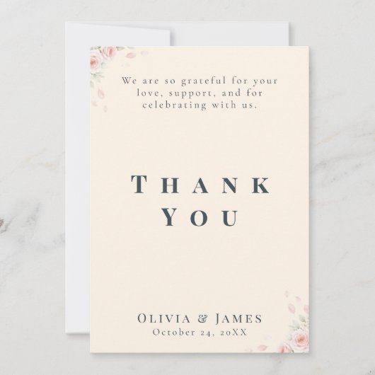 Whispered Petals Minimalist Elegant  サンキューカード (正面)