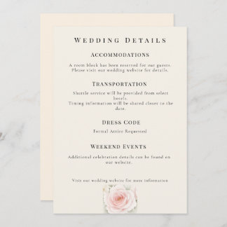 Whispered Petals Minimalist Wedding Details Card 招待状