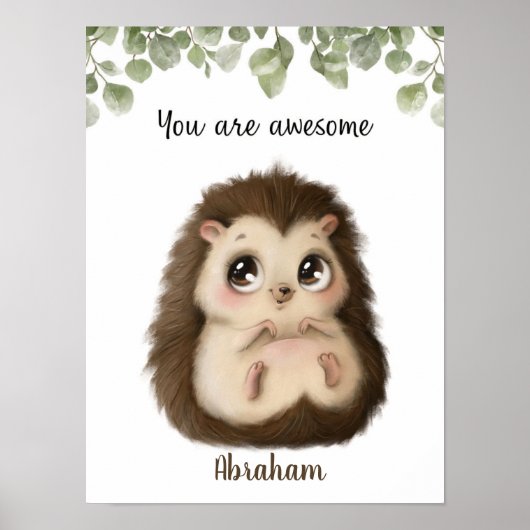 Whispering Hedgehog Affirmations Customizable ポスター (正面)