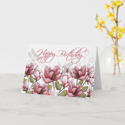 Whispering Magnolia Birthday Card カード (黄色い花)