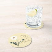 Whispering Meadow - Butter Yellow Daisy Accent ラウンドペーパーコースター (インサイチュ)