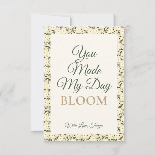 Whispering Meadow - Butter Yellow Floral Border サンキューカード (正面)