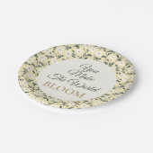 Whispering Meadow - Butter Yellow Floral Border ペーパープレート (アングル)