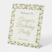 Whispering Meadow - Butter Yellow Floral Border 台座サイン (正面)