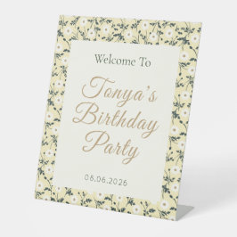 Whispering Meadow - Butter Yellow Floral Border 台座サイン