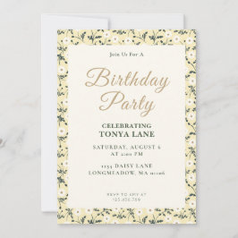 Whispering Meadow - Butter Yellow Floral Border 招待状