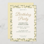 Whispering Meadow - Butter Yellow Floral Border 招待状 (正面/裏面)