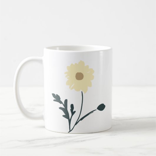 Whispering Meadow - Butter Yellow Floral Decor コーヒーマグカップ (左)