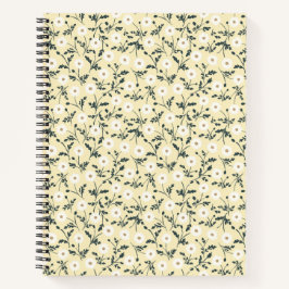Whispering Meadow - Butter Yellow Floral Pattern ノートブック
