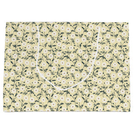 Whispering Meadow - Butter Yellow Floral Pattern ラージペーパーバッグ
