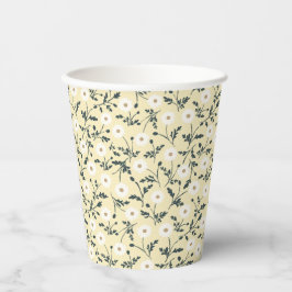 Whispering Meadow - Butter Yellow Floral Pattern 紙コップ