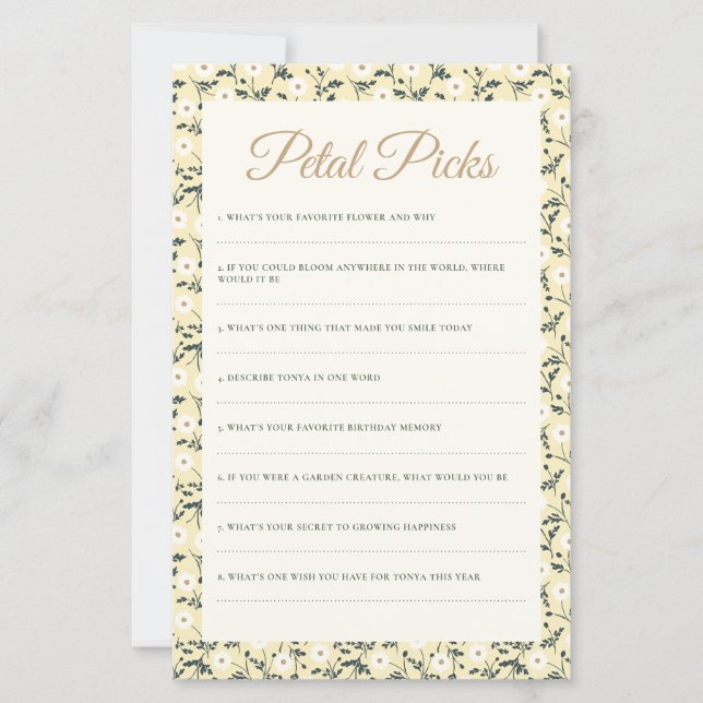 Whispering Meadow - Keepsake Activity Game Sheet (正面)