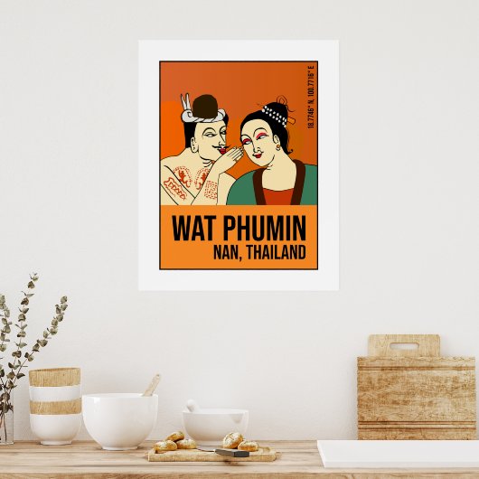 Whispering Mural, Nan，タイ旅行 ポスター (キッチン)