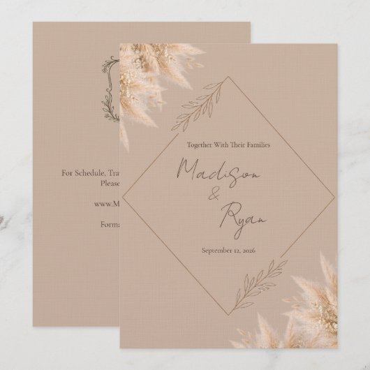 Whispering Pampas Wedding Invitation  招待状 (正面/裏面)