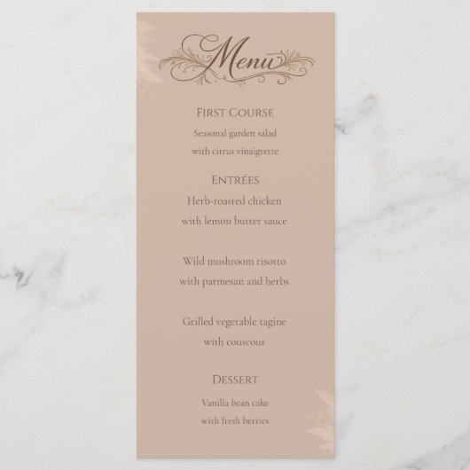 Whispering Pampas Wedding Menu Card メニュー (正面)