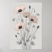 Whispering Poppies IV - エレガントな野の花のボタニカルアート ポスター (正面)