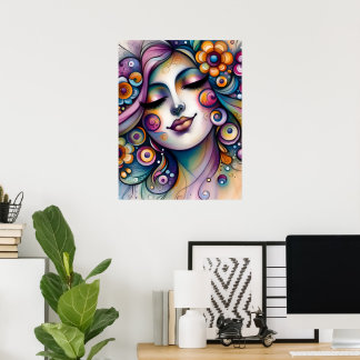 Whispering Whimsical Woman Wall Art ポスター