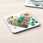 Whispering Wildflower Butterflies Botanical コースター (左側)
