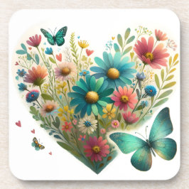 Whispering Wildflower Butterflies Botanical コースター