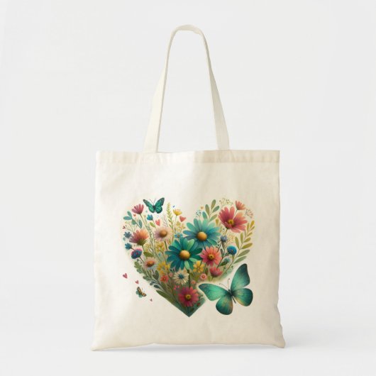 Whispering Wildflower Butterflies Botanical トートバッグ (正面)