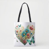 Whispering Wildflower Butterflies Botanical トートバッグ (正面)