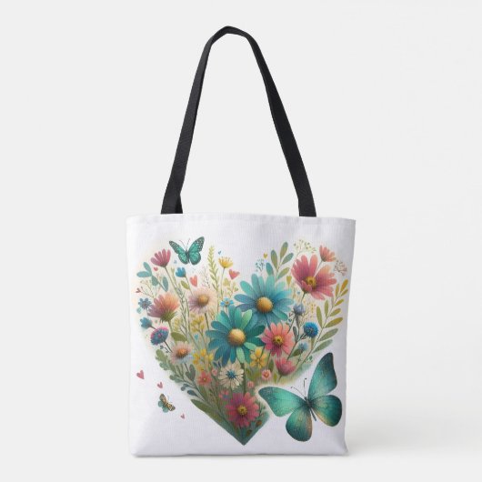 Whispering Wildflower Butterflies Botanical トートバッグ (裏面)