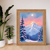 Whispering Winter Peaks Mountain Pastel Pink Sky ポスター