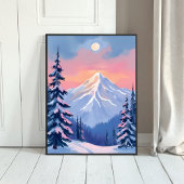Whispering Winter Peaks Mountain Pastel Pink Sky ポスター