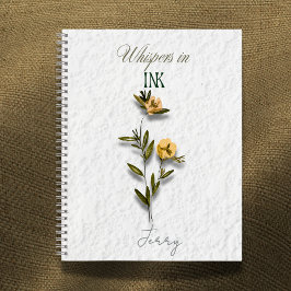 Whispers in Ink: Personalized Pressed Flower ノートブック