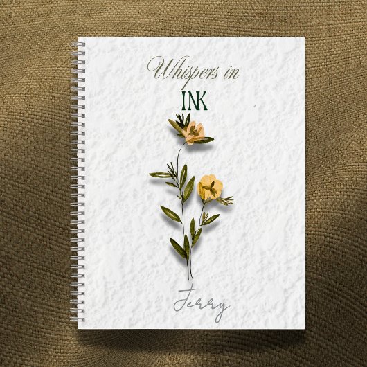 Whispers in Ink: Personalized Pressed Flower ノートブック