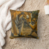 Whispers in the Wild – Tiger and Cub in Forest クッション (ブランケット)