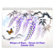 Whispers of Bloom Chinese Ink Flower Calendar 2026