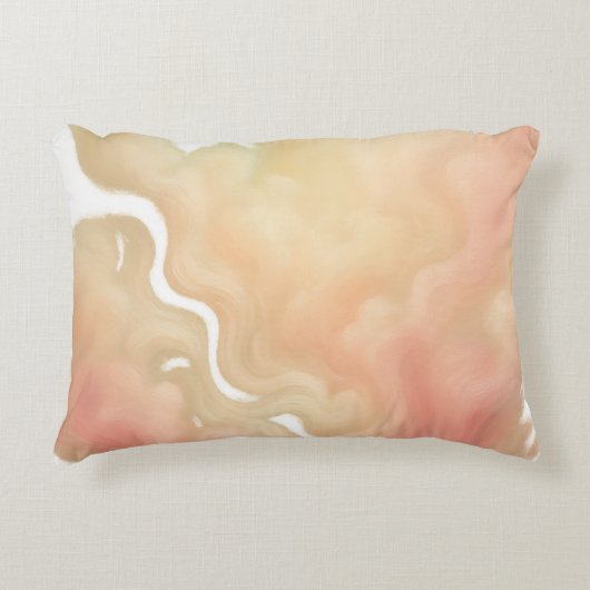 Whispers of Dawn Abstract Flow in Peach and Gold アクセントクッション (正面)