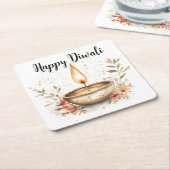 Whispers of Flame, Diwali スクエアペーパーコースター (アングル)