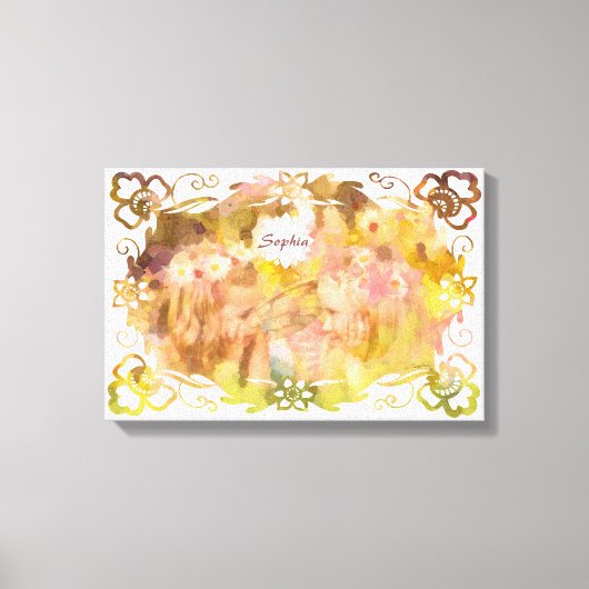 Whispers of Magic: Two Fairy Friends in a Garden キャンバスプリント (正面)